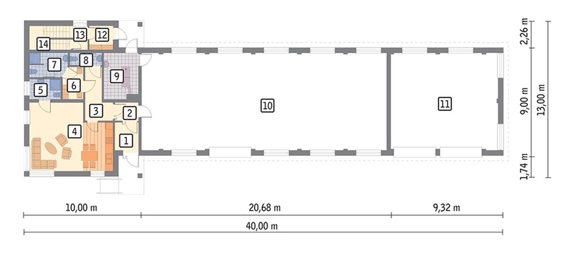 Budynek garażowo-magazynowy z częścią mieszkalną GMC44a