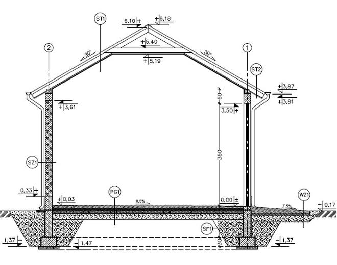 Budynek garażowo-magazynowy z wiatą GMC48c