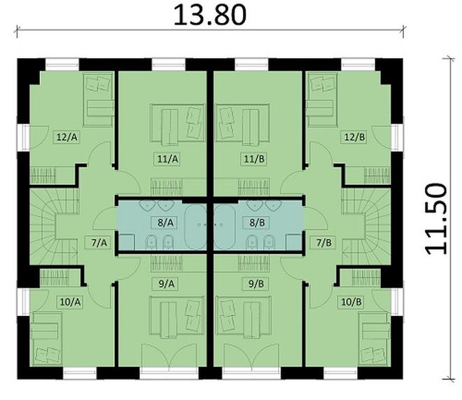 Projekt domu Ka154 (dwulokalowy / bliźniak)