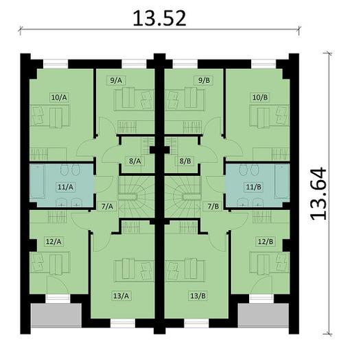 Projekt domu Ka205 (dwulokalowy / bliźniak)