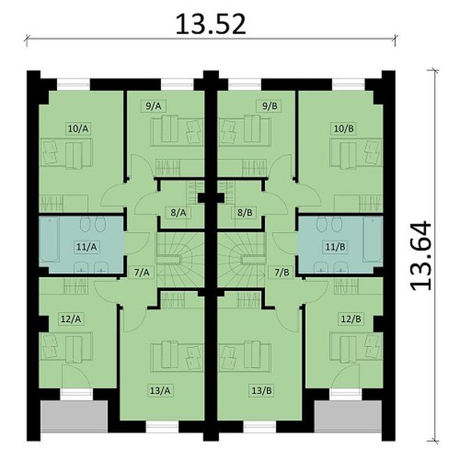 Projekt domu Ka205 (dwulokalowy / bliźniak)