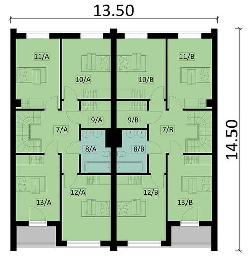 Projekt domu Ka207 (dwulokalowy / bliźniak)
