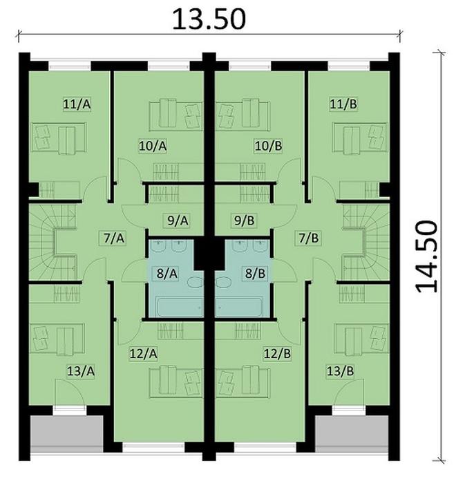 Projekt domu Ka207 (dwulokalowy / bliźniak)