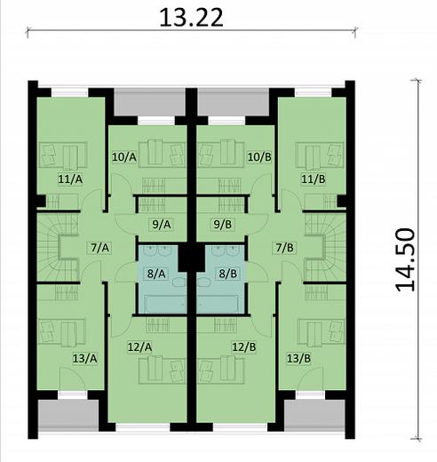 Projekt domu Ka208 (dwulokalowy / bliźniak)