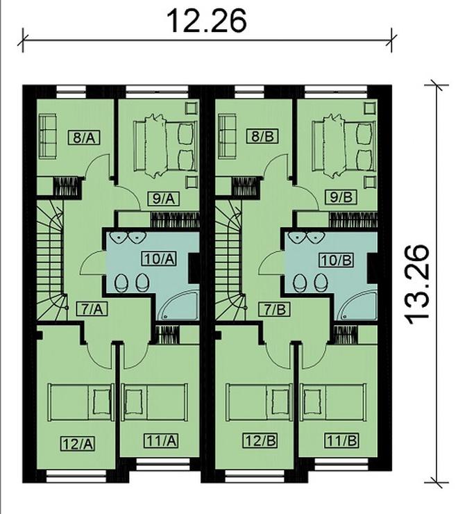 Projekt domu Ka216 (dwulokalowy / bliźniak)