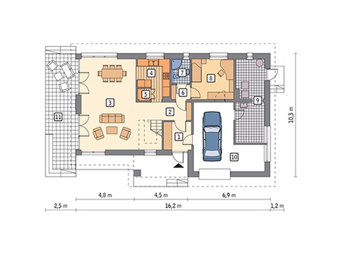 Jasna przestrzeń - wariant VI (z wentylacją mechaniczną i rekuperacją)