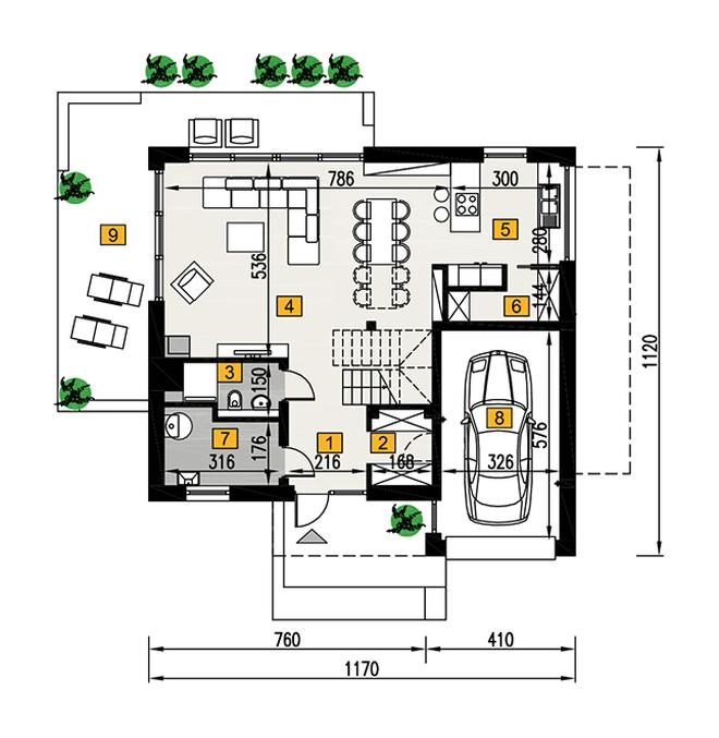 Szczęśliwy - wariant II (z wentylacją mechaniczną i rekuperacją)