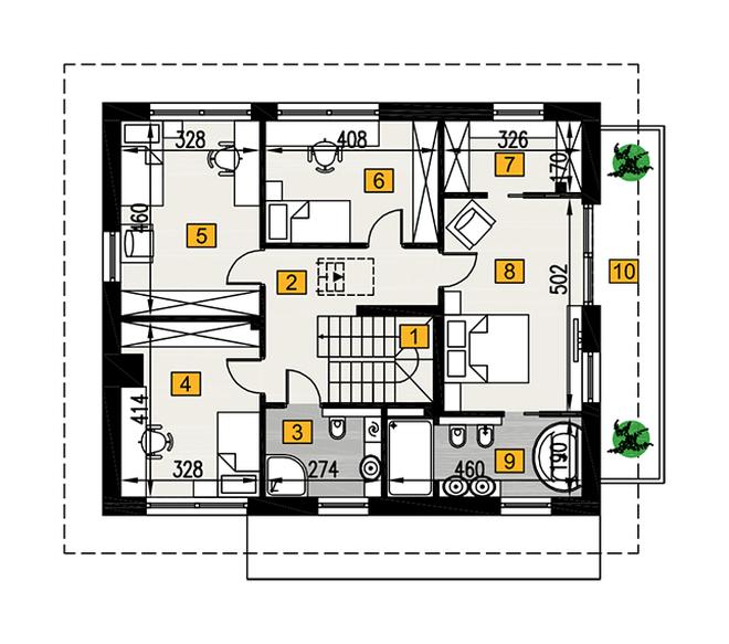 Szczęśliwy - wariant II (z wentylacją mechaniczną i rekuperacją)