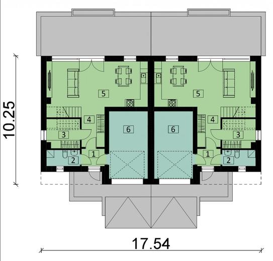 Projekt domu Ka125  (dwulokalowy / bliźniak)