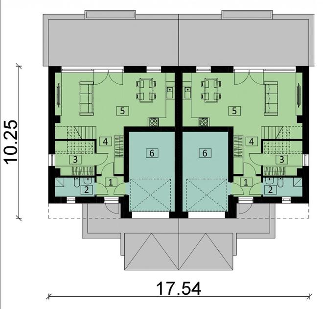 Projekt domu Ka125  (dwulokalowy / bliźniak)