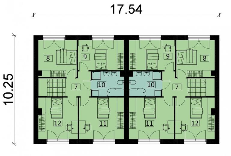 Projekt domu Ka125  (dwulokalowy / bliźniak)
