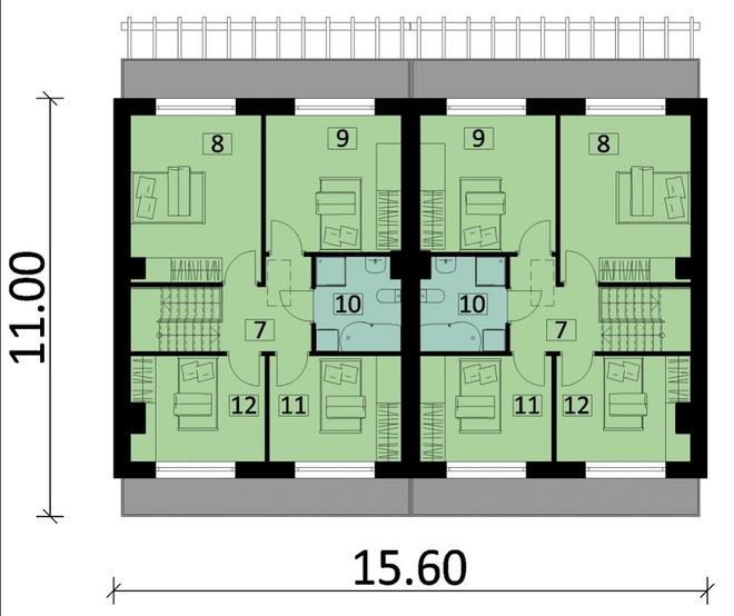 Projekt domu Ka124  (dwulokalowy / bliźniak)