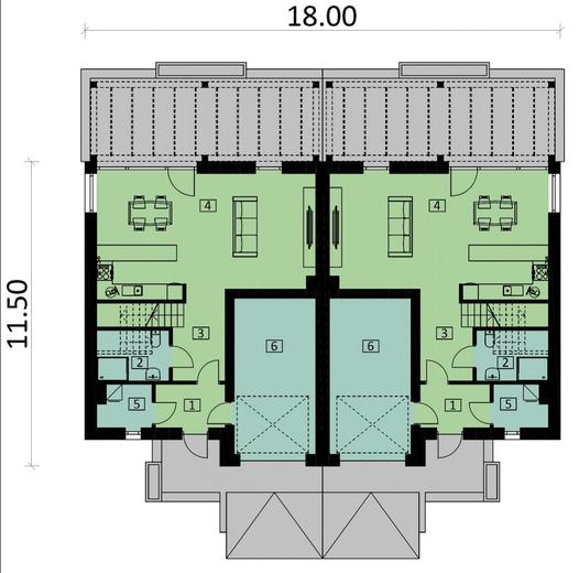 Projekt domu Ka123 (dwulokalowy / bliźniak)