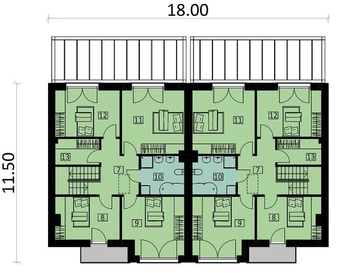Projekt domu Ka123 (dwulokalowy / bliźniak)