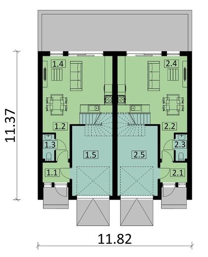 Projekt domu Ka119 (dwulokalowy / bliźniak)