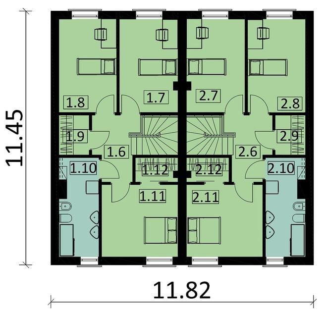 Projekt domu Ka119 (dwulokalowy / bliźniak)