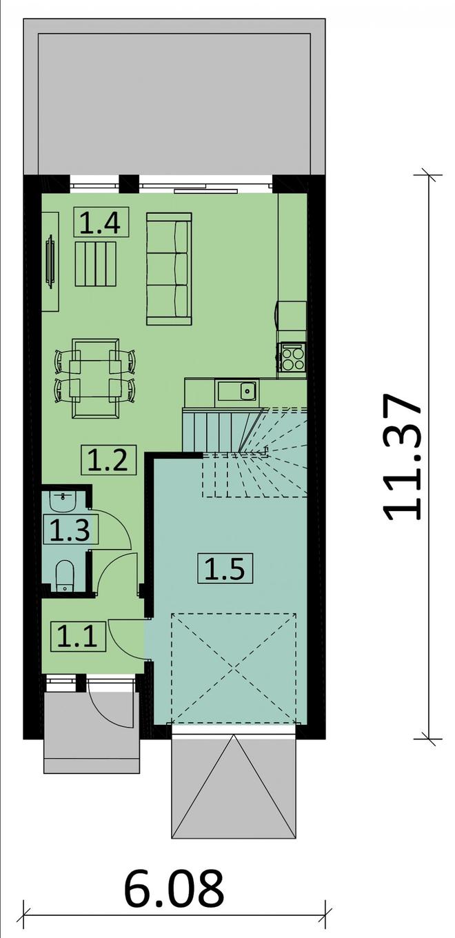 Projekt domu Ka119 S (segment)