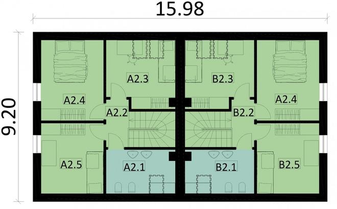 Projekt domu Ka113 (dwulokalowy / bliźniak)