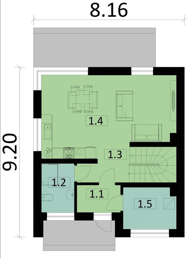 Projekt domu Ka113 S (segment)