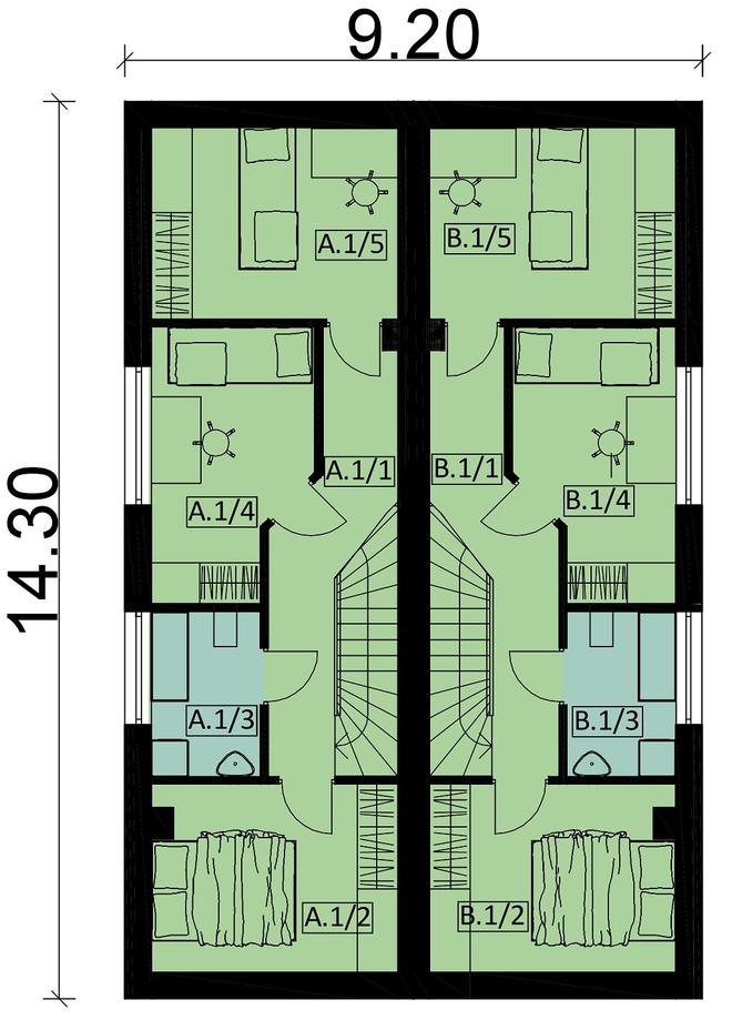 Projekt domu Ka111 (dwulokalowy / bliźniak)