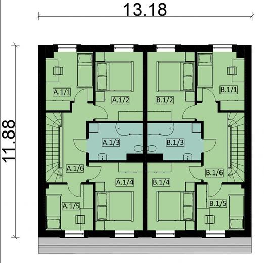 Projekt domu Ka104  (dwulokalowy / bliźniak)
