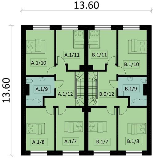 Projekt domu Ka86 (dwulokalowy / bliźniak)