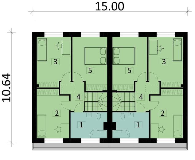 Projekt domu Ka67 (dwulokalowy / bliźniak)