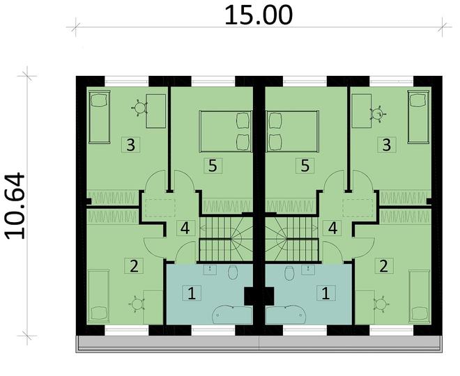 Projekt domu Ka67 (dwulokalowy / bliźniak)