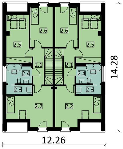 Projekt domu Ka62 (dwulokalowy / bliźniak)