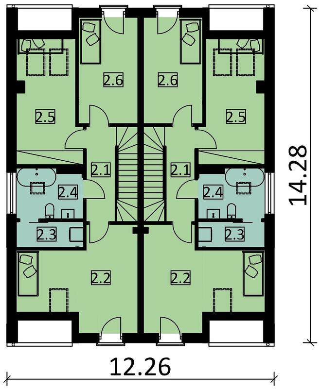 Projekt domu Ka62 (dwulokalowy / bliźniak)