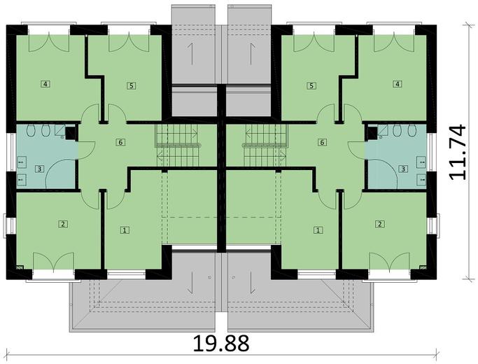 Projekt domu Ka60 (dwulokalowy / bliźniak)