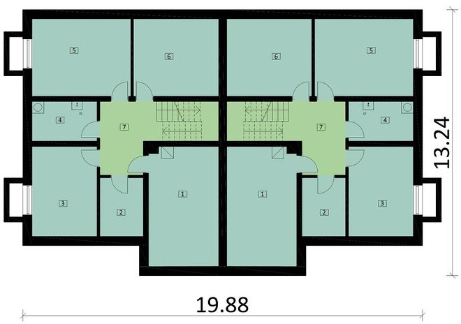 Projekt domu Ka60 P (podpiwniczony, dwulokalowy / bliźniak)