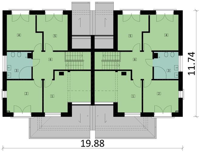 Projekt domu Ka60 P (podpiwniczony, dwulokalowy / bliźniak)