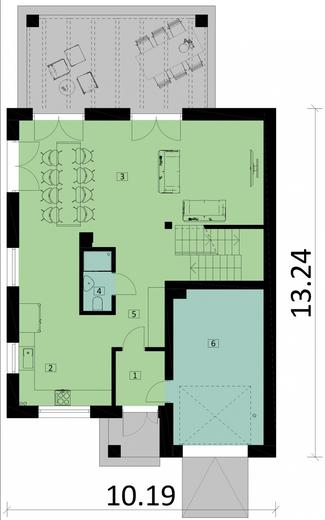 Projekt domu Ka60 P S (podpiwniczony, segment)