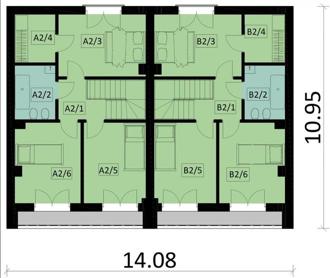 Projekt domu Ka41 (dwulokalowy / bliźniak)