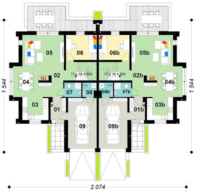 Projekt domu TK90D2 (dwulokalowy)
