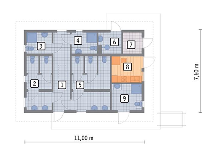 Budynek sanitarny, sezonowy UC55a