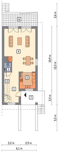 Szczupły - wariant III (bliźniak, podpiwniczony)