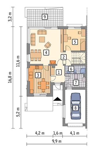 Przychylny - wariant II (bliźniak, z wentylacją mechaniczną i rekuperacją)