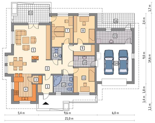 Dom nad stawem - wariant I