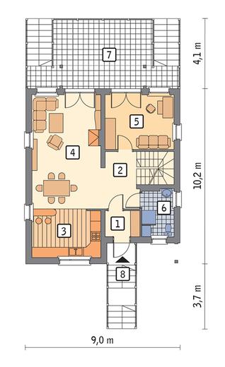 Ustronny - wariant II (podpiwniczony)