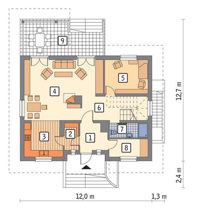 Reprezentacyjny - wariant I (podpiwniczony)