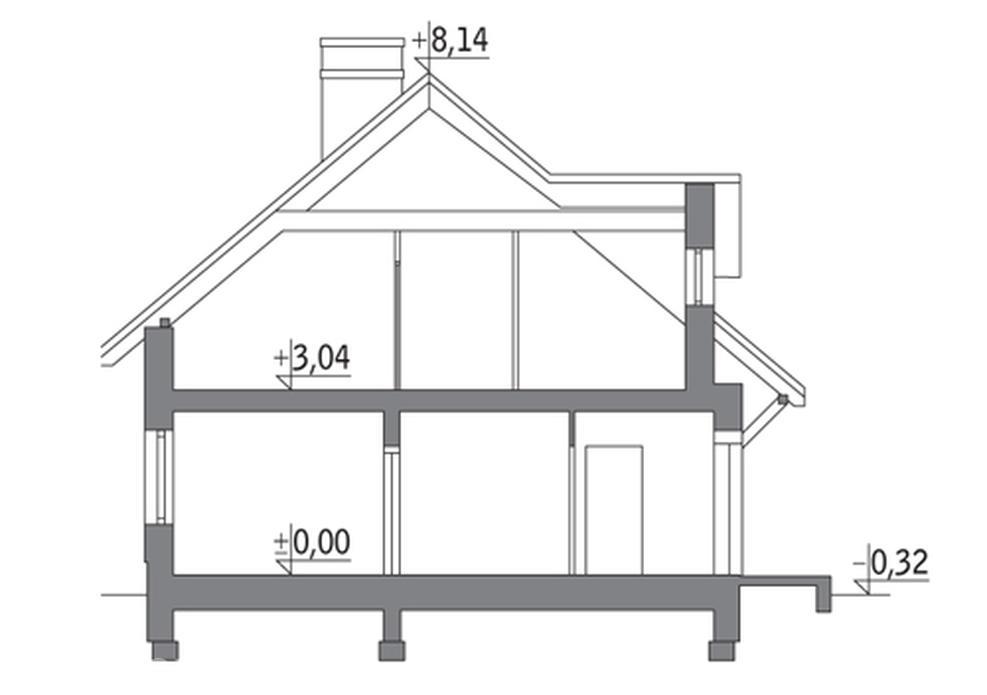 Dom za rogiem - wariant IV (z wentylacją mechaniczną i rekuperacją)
