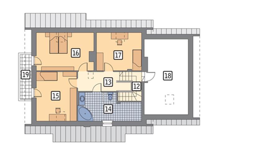 Dom za rogiem - wariant IV (z wentylacją mechaniczną i rekuperacją)