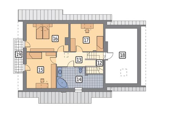 Dom za rogiem - wariant IV (z wentylacją mechaniczną i rekuperacją)