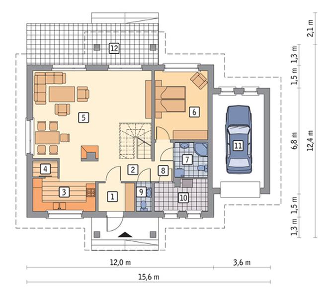 Trafny - wariant I (z wentylacją mechaniczną i rekuperacją)