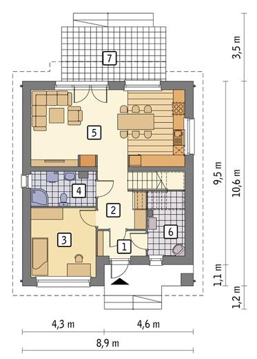 Gładki - wariant IV (z wentylacją mechaniczną i rekuperacją)