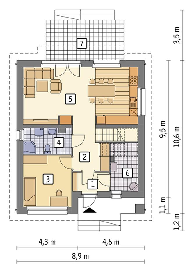 Gładki - wariant IV (z wentylacją mechaniczną i rekuperacją)