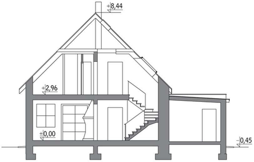 Ustronny - wariant I (z wentylacją mechaniczną i rekuperacją)