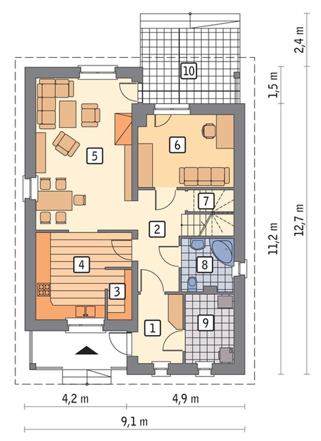 Ustronny - wariant III (z wentylacją mechaniczną i rekuperacją)